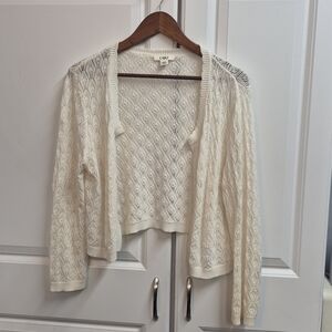 Cato Womens White Crochet Cropped Cardigan,  Size Large, Softgirl, Feminine